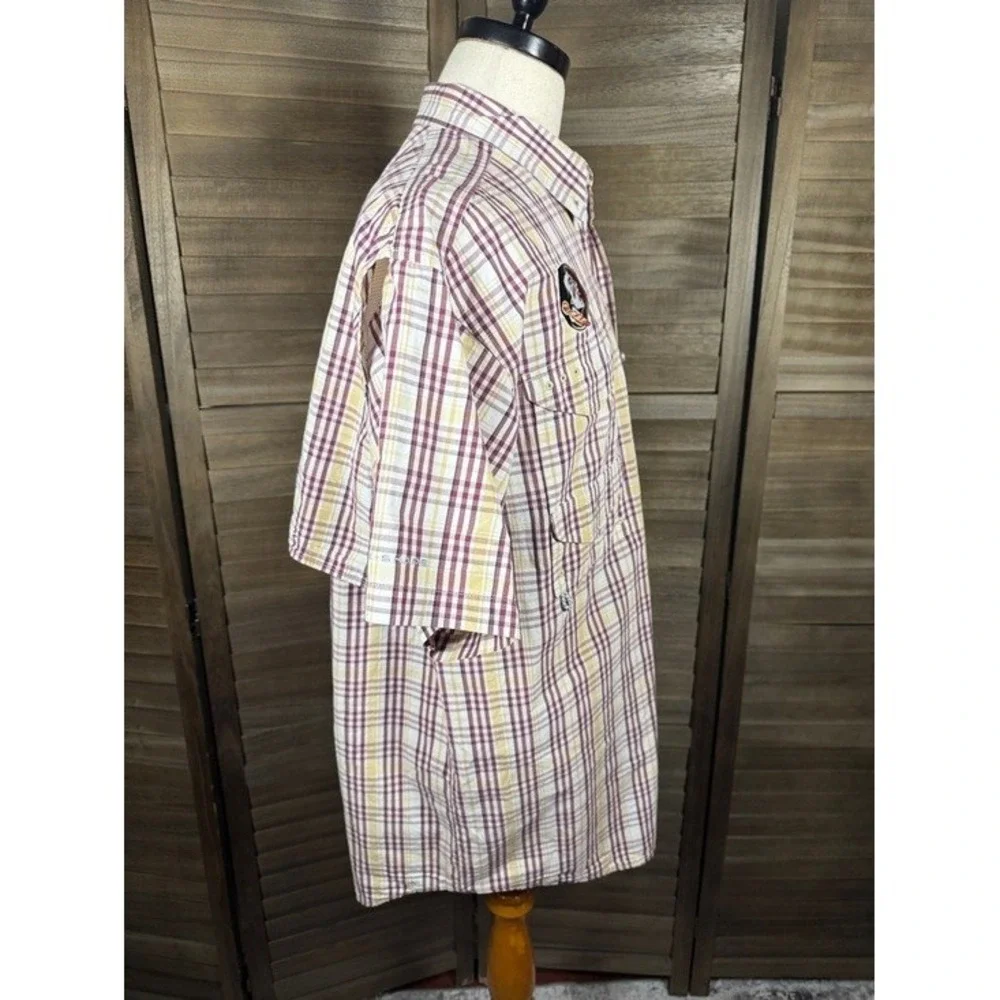 Florida State Seminoles Columbia PFG Super Bonehead Plaid Fishing Shirt Mens L‎